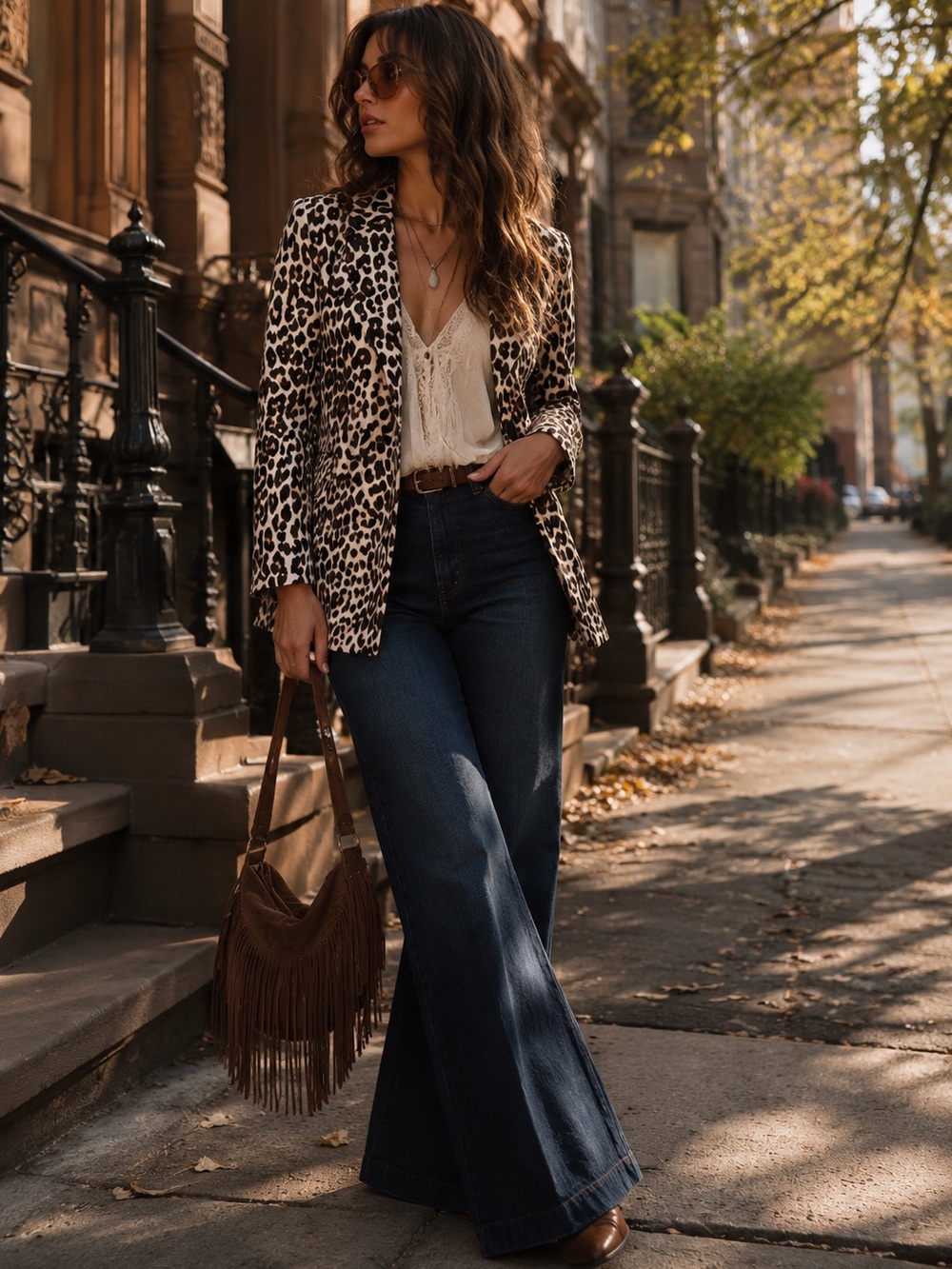 H&M Leopard Print Longline Blazer Jacket Size 4 Animal Print Statement Coat